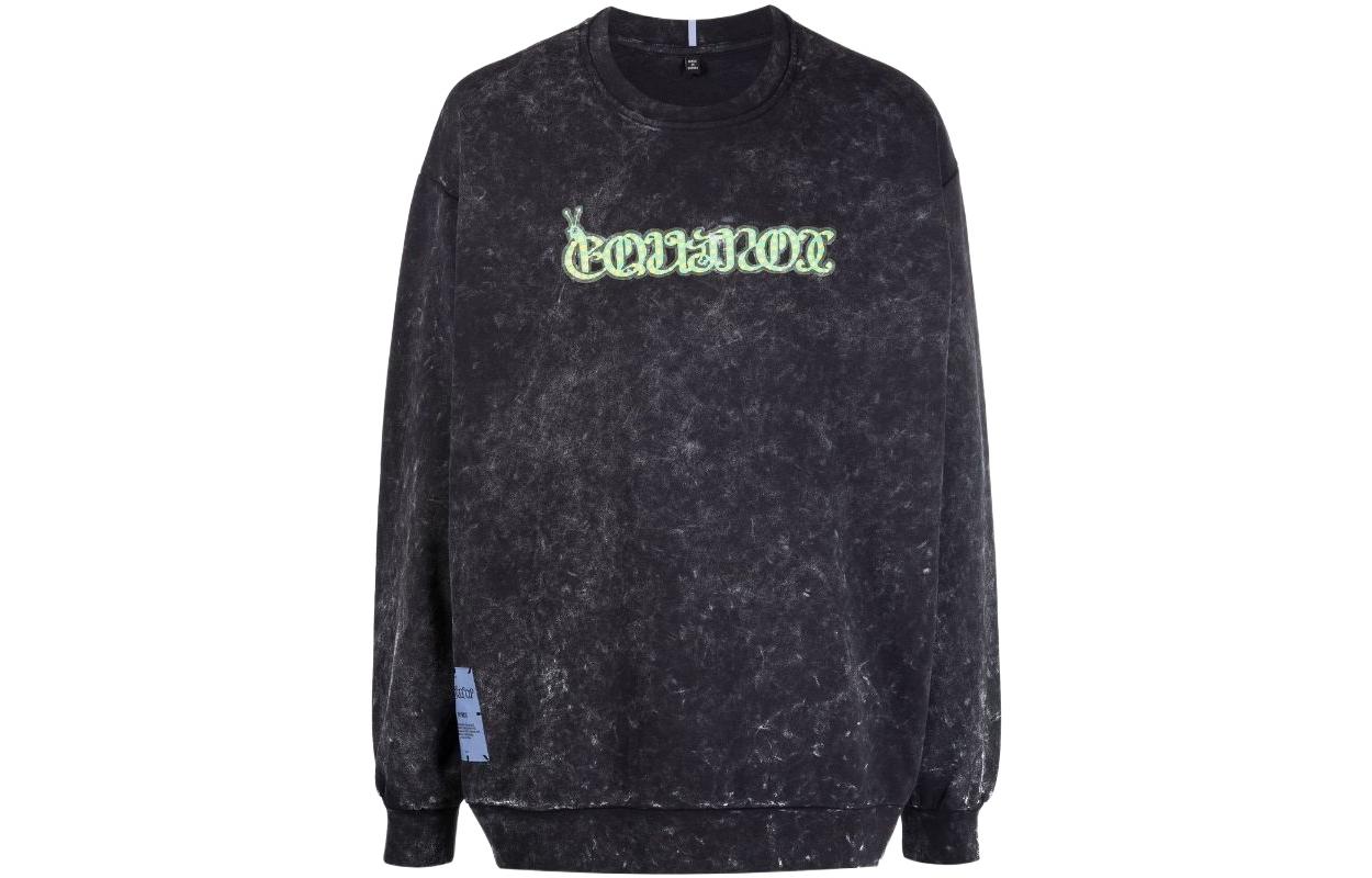 Alexander McQueen Washed Print Crewneck Long-Sleeve Sweatshirt Black 682251-RST67-1130