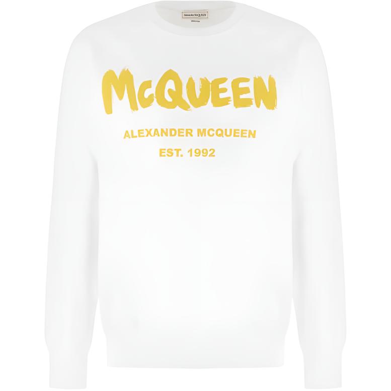 Alexander McQueen White Alphabet Print Crewneck Sweatshirt Fashion Fit 688713-QTAAB-0959