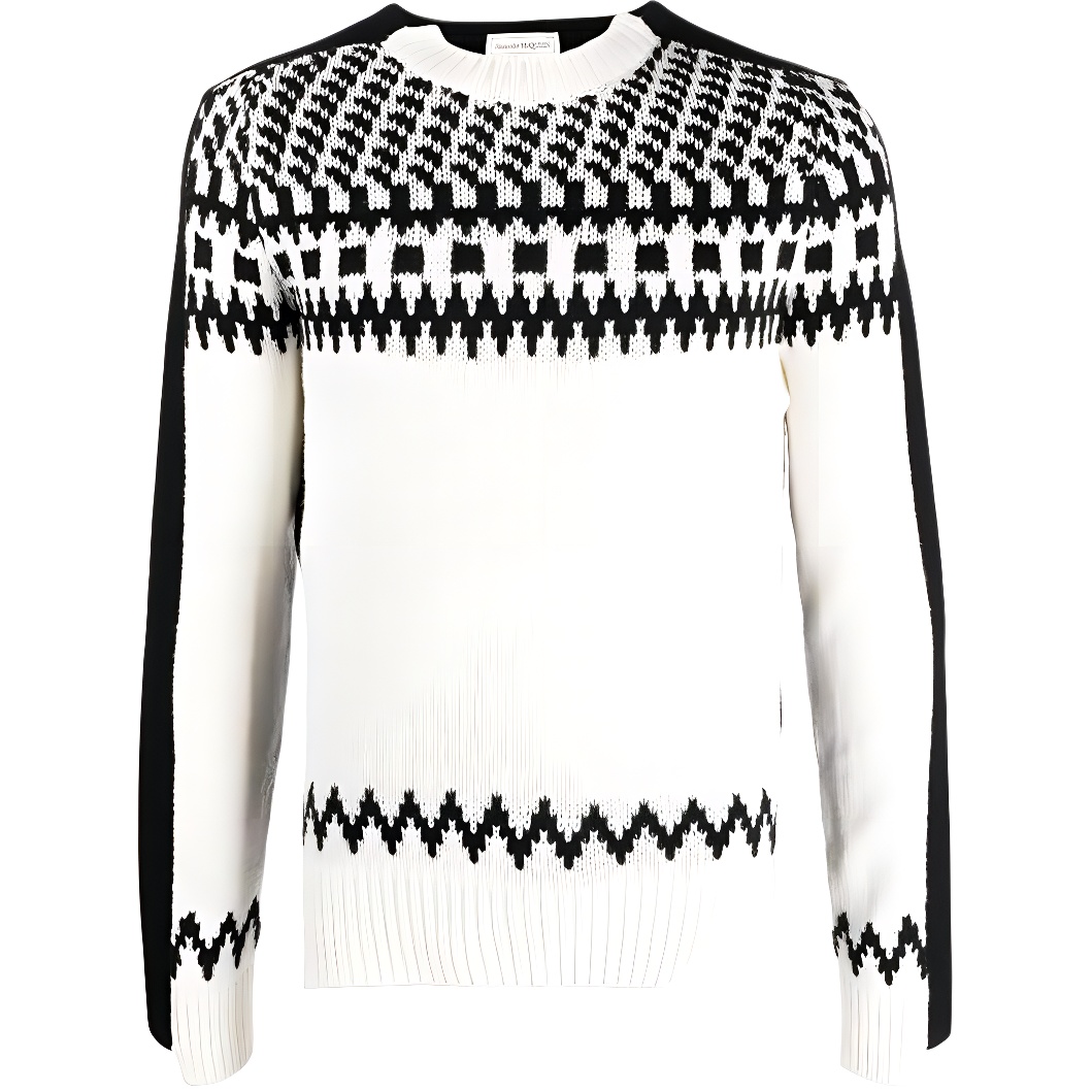 Alexander McQueen White Cashmere Knit Crewneck Sweater. 712778Q1XGB9061