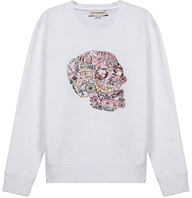 알렉산더 맥퀸 화이트 크루넥 스컬 자수 스웨트셔츠 650434-QQZ69-0900 Buy 알렉산더 맥퀸 화이트 크루넥 스컬 자수 스웨트셔츠 650434-QQZ69-0900