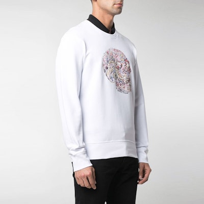알렉산더 맥퀸 화이트 크루넥 스컬 자수 스웨트셔츠 650434-QQZ69-0900 Details for 알렉산더 맥퀸 화이트 크루넥 스컬 자수 스웨트셔츠 650434-QQZ69-0900