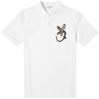 Alexander McQueen White Dragon Embroidered Cotton Polo Shirt 609601-QOX33-9000 Alexander McQueen White Dragon Embroidered Cotton Polo Shirt 609601-QOX33-9000