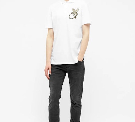 알렉산더 맥퀸 화이트 드래곤 자수 코튼 폴로 셔츠 609601-QOX33-9000 Shop 알렉산더 맥퀸 화이트 드래곤 자수 코튼 폴로 셔츠 609601-QOX33-9000