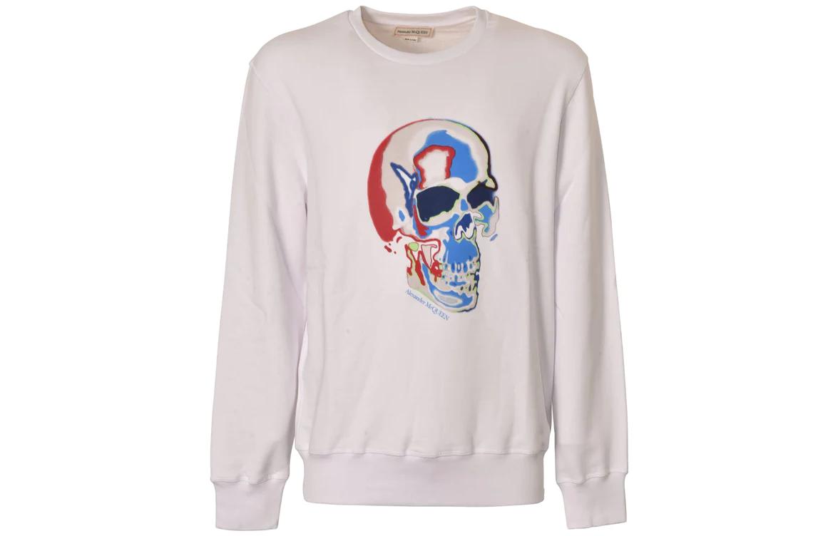Alexander McQueen White Geometric Pattern Fitted Crewneck Sweatshirt 750648-QVZ03-0900
