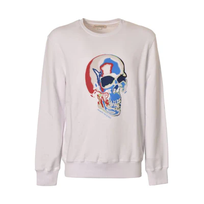 Alexander McQueen White Geometric Pattern Fitted Crewneck Sweatshirt 750648-QVZ03-0900