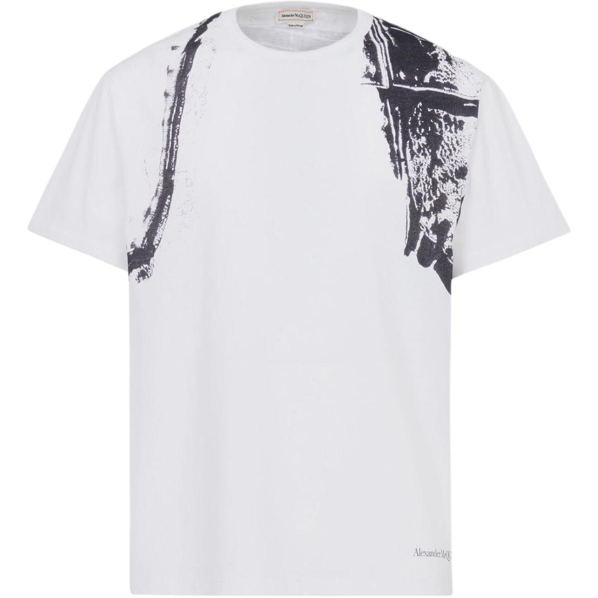 Alexander McQueen White Graphic Printed Crew Neck T-Shirt 781989-QTABC-0909