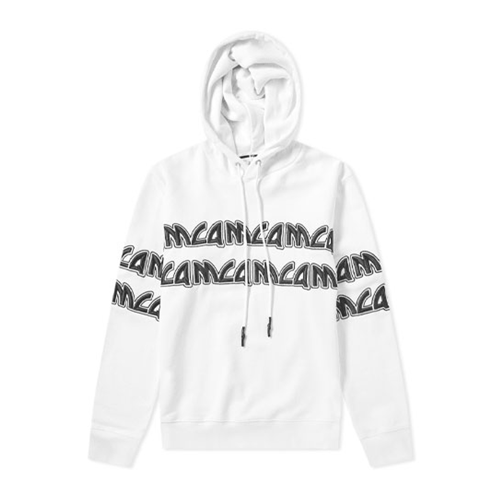 Alexander McQueen White Hoodie with Printed Logo and Embroidery 430578-RMJ77-9000
