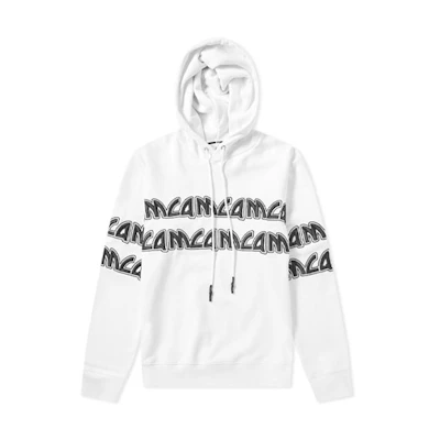 Alexander McQueen White Hoodie with Printed Logo and Embroidery 430578-RMJ77-9000