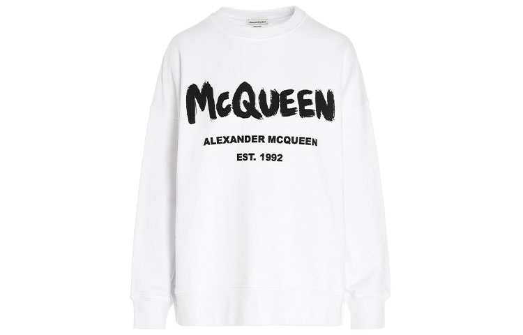Order Alexander McQueen 白色字母數字印花休閒衛衣 659975-QZADI-0909