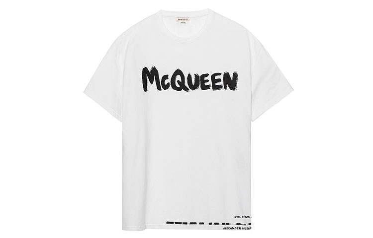 Order Alexander McQueen White Letter Print Crewneck Regular Fit T-Shirt. 622104-QPZ57-0900