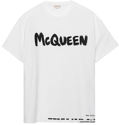 Alexander McQueen White Letter Print Crewneck Regular Fit T-Shirt. 622104-QPZ57-0900 Order Alexander McQueen White Letter Print Crewneck Regular Fit T-Shirt. 622104-QPZ57-0900