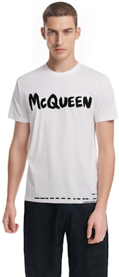 Alexander McQueen White Letter Print Crewneck Regular Fit T-Shirt. 622104-QPZ57-0900 Shop Alexander McQueen White Letter Print Crewneck Regular Fit T-Shirt. 622104-QPZ57-0900