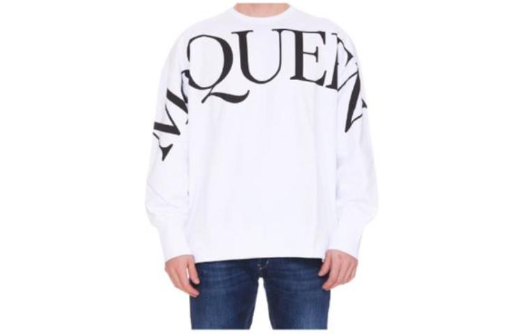 Alexander McQueen White Letter Print Pullover Sweatshirt 705002-QTZ14-900