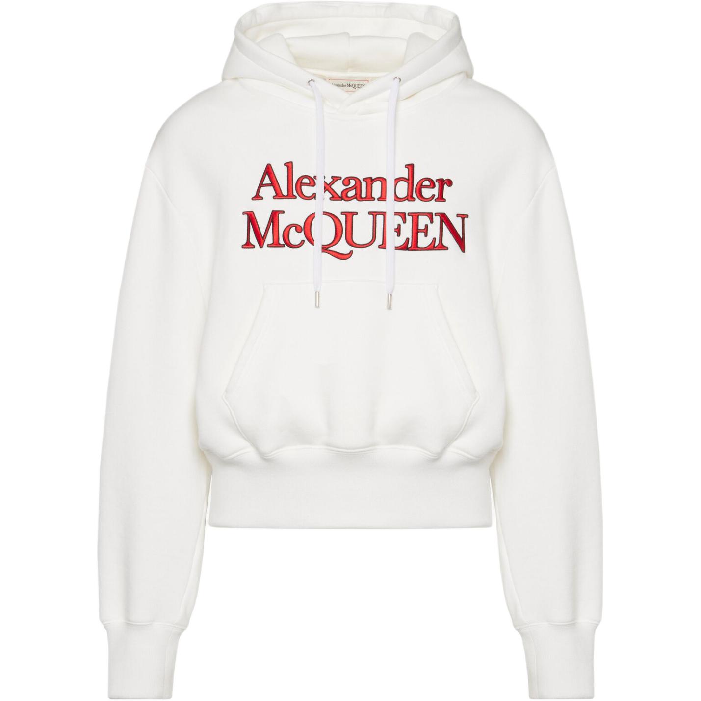 Alexander McQueen White Letter Print Slim Fit Hoodie 794428-QXAA5-9000