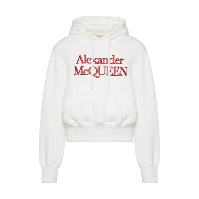 Alexander McQueen White Letter Print Slim Fit Hoodie 794428-QXAA5-9000