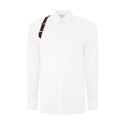 Alexander McQueen White Long-Sleeve Shirt with Solid Tie Design 615271-QRN44-9000