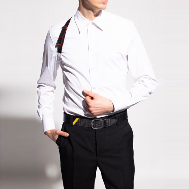 Lookbook Alexander McQueen White Long-Sleeve Shirt with Solid Tie Design 615271-QRN44-9000