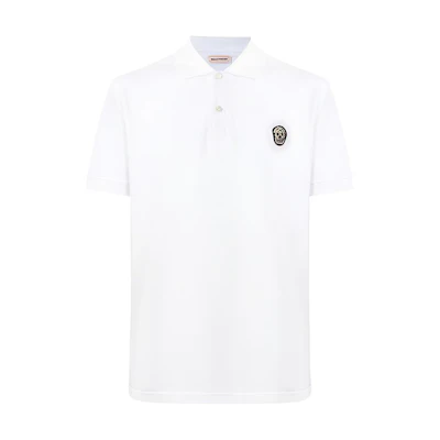 Alexander McQueen White Skull Embroidered Polo Shirt. 622106-QRX33-9000