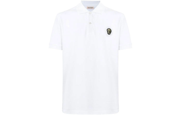 Order アレキサンダー・マックイーン ホワイト スカル 刺繍入り ポロシャツ 622106-QRX33-9000