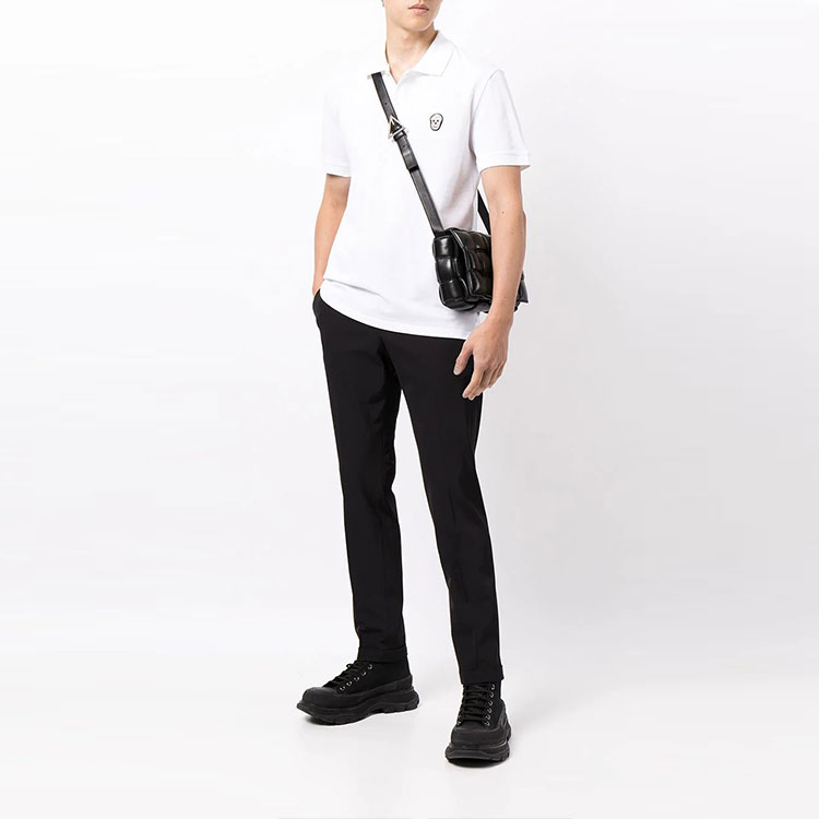 Lookbook アレキサンダー・マックイーン ホワイト スカル 刺繍入り ポロシャツ 622106-QRX33-9000