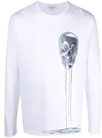 Alexander McQueen White Skull Print Long Sleeve Crew Neck T-Shirt. 631382-QPZ86-0900 Alexander McQueen White Skull Print Long Sleeve Crew Neck T-Shirt. 631382-QPZ86-0900