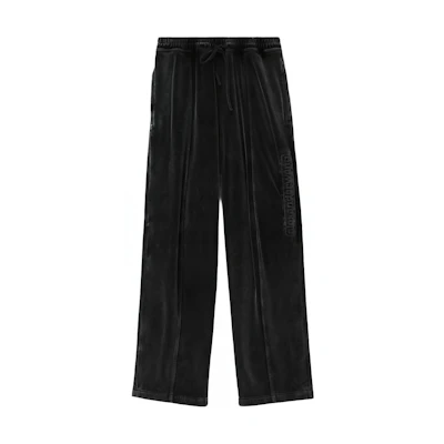 Alexander Wang Black Velour Logo Embroidered Knit Jogger Pants. 6CC12440250-95A