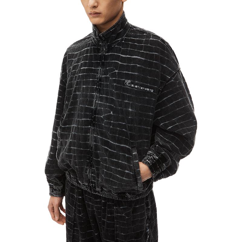 Purchase Alexander Wang Jaket Lengan Panjang Zip Bertekstur Buaya dalam Warna Lada. 6CC3242042095A