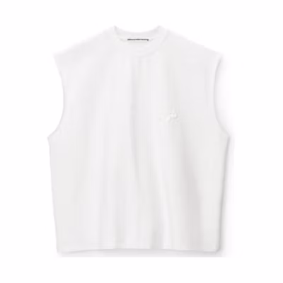 Alexander Wang Solid Color Sleeveless Pullover Tank Top - White 6CC3231008-100