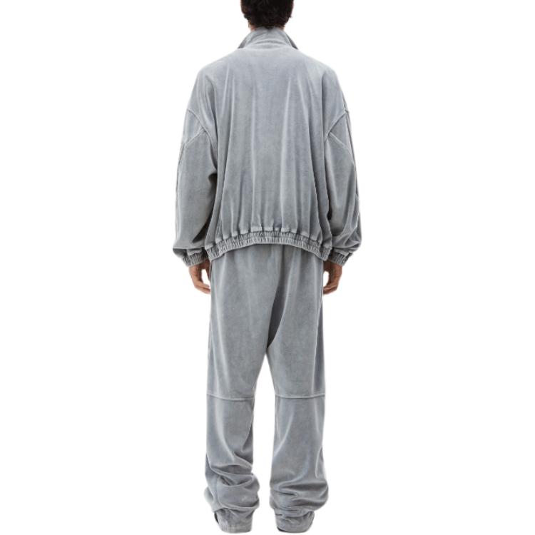 Shop Alexander Wang 洗灰色絨面拉鍊長袖外套。 6CC12420160-96A