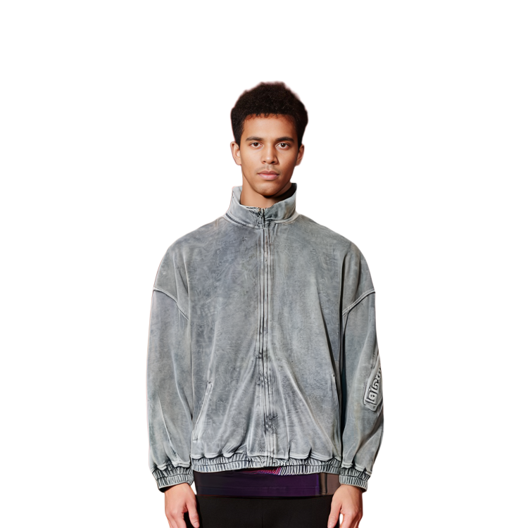 Details for Alexander Wang 洗灰色絨面拉鍊長袖外套。 6CC12420160-96A