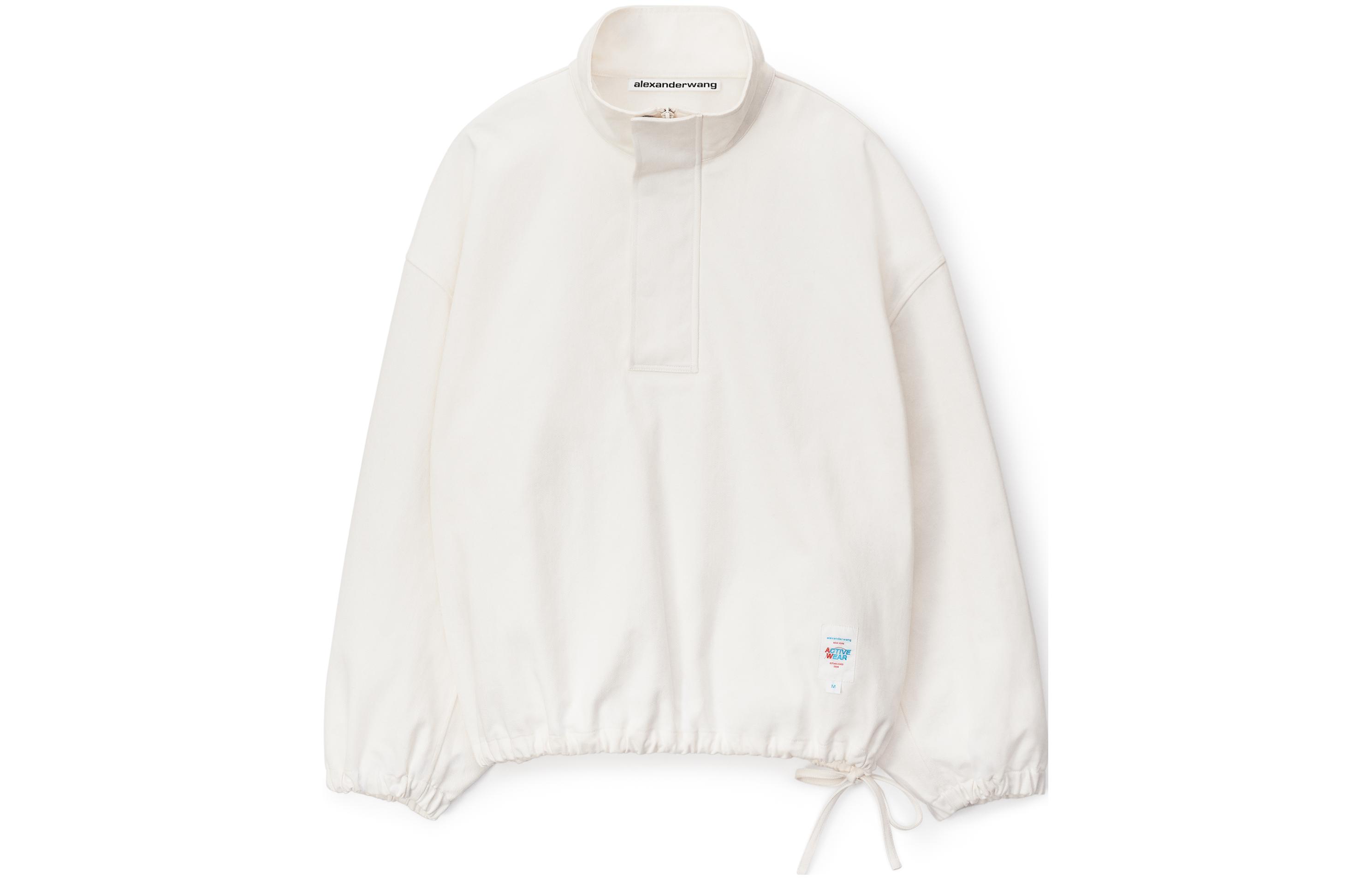 Alexander Wang  White Pullover Jacket with Solid Letter Print and High Collar. 6WC3232011-100