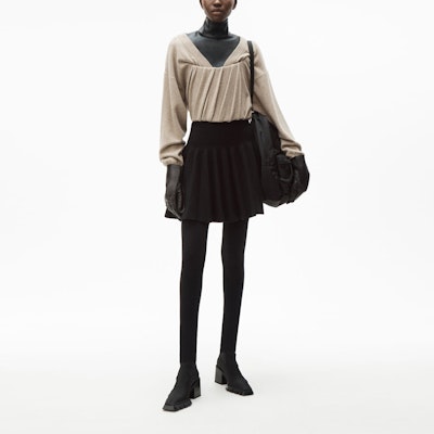 Alexander Wang Skirt Mini Pleated A-Line Hitam Kasual 1KC1205036-001 Lookbook Alexander Wang Skirt Mini Pleated A-Line Hitam Kasual 1KC1205036-001