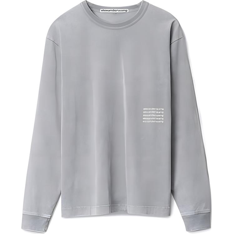 Alexander Wang Acid Wash Logo Print Knit Long Sleeve T-Shirt Unisex - Grey UCC3221537-027