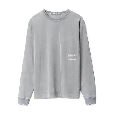 Alexander Wang Acid Wash Logo Print Knit Long Sleeve T-Shirt Unisex - Grey UCC3221537-027