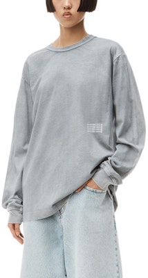 Alexander Wang Acid Wash Logo Print Knit Long Sleeve T-Shirt Unisex - Grey UCC3221537-027 Shop Alexander Wang Acid Wash Logo Print Knit Long Sleeve T-Shirt Unisex - Grey UCC3221537-027