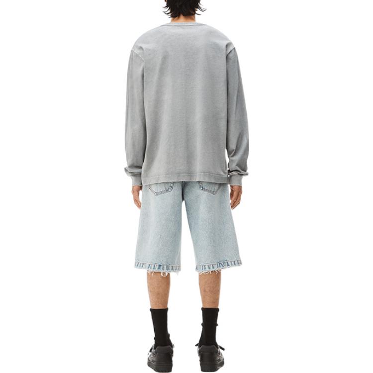 Purchase Alexander Wang Acid Wash Logo Print Knit Long Sleeve T-Shirt Unisex - Grey UCC3221537-027