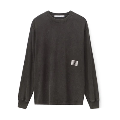 Alexander Wang Acid Wash Logo Print Knit Sweatshirt Unisex Charcoal Gray. UCC3211012-007