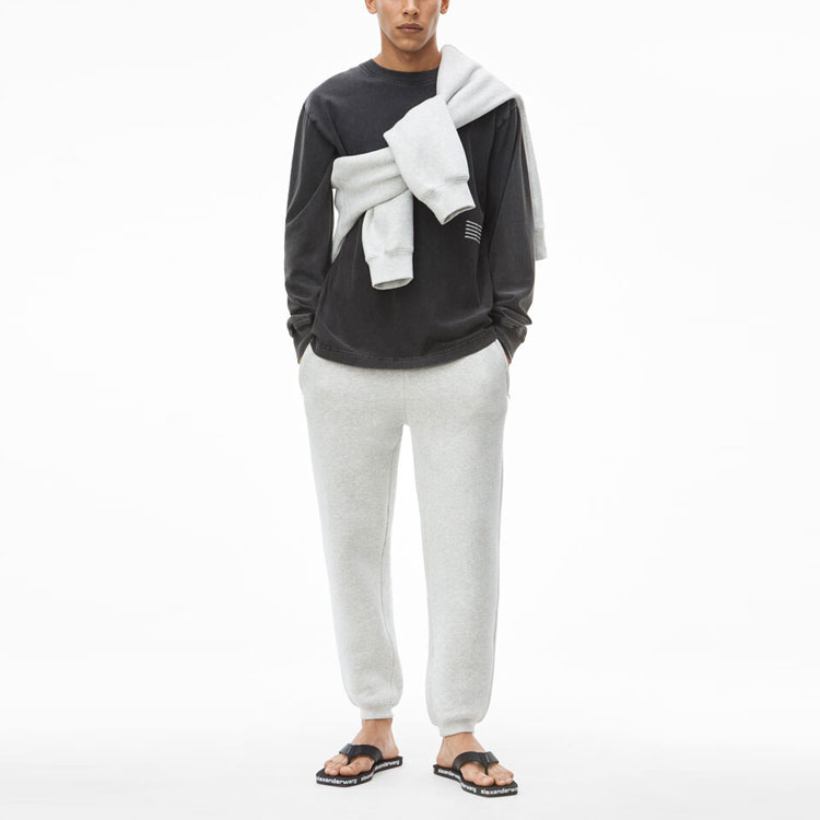 Lookbook アレキサンダーワン アシッドウォッシュ ロゴプリント ニットスウェット 男女兼用 チャコールグレー UCC3211012-007