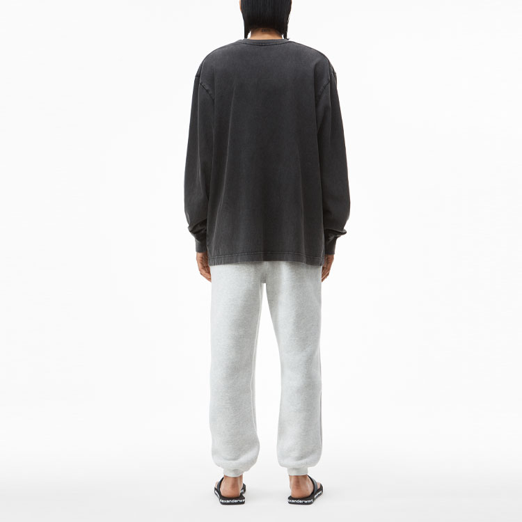 Shop アレキサンダーワン アシッドウォッシュ ロゴプリント ニットスウェット 男女兼用 チャコールグレー UCC3211012-007