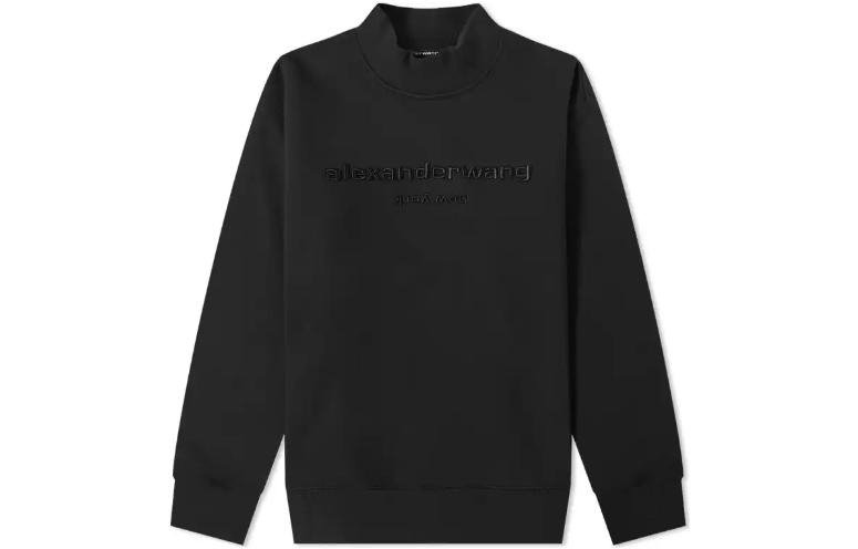 Alexander Wang Black Crewneck Sweatshirt with Solid Logo Print 6CC1201067