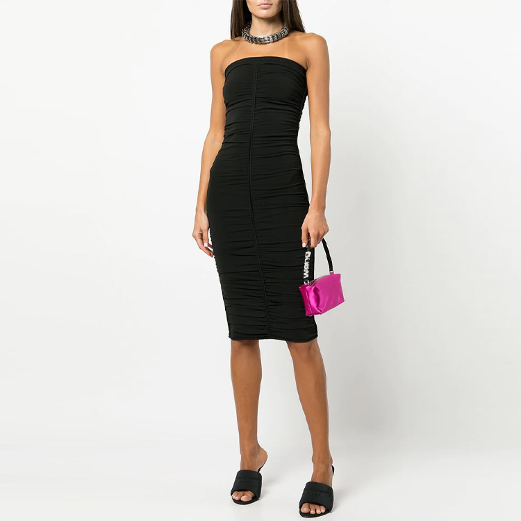 Lookbook Alexander Wang Vestido Negro Mini sin Hombros y sin Mangas con Logo en la Tira. 1KC1226024-001