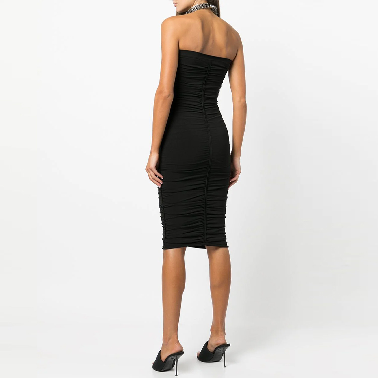 Shop Alexander Wang Vestido Negro Mini sin Hombros y sin Mangas con Logo en la Tira. 1KC1226024-001