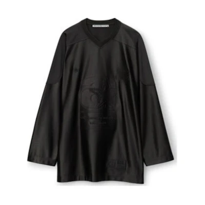 Alexander Wang Black Solid Color Crewneck Long Sleeve T-Shirt 6CC2231004-001