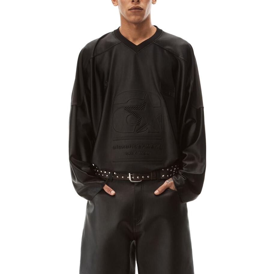 Purchase Alexander Wang Black Solid Color Crewneck Long Sleeve T-Shirt 6CC2231004-001