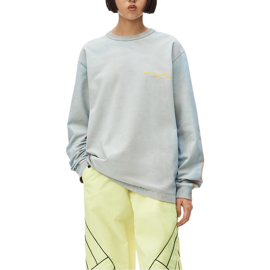 Lookbook 亚历山大王蓝色男女同款长袖纯色针织T恤 UCC2221509-411