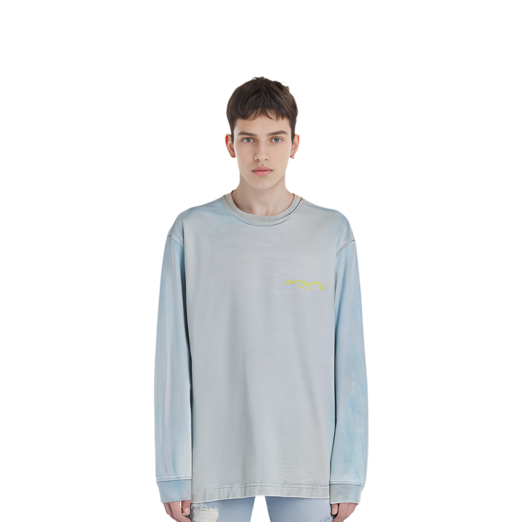 Sizing 亚历山大王蓝色男女同款长袖纯色针织T恤 UCC2221509-411