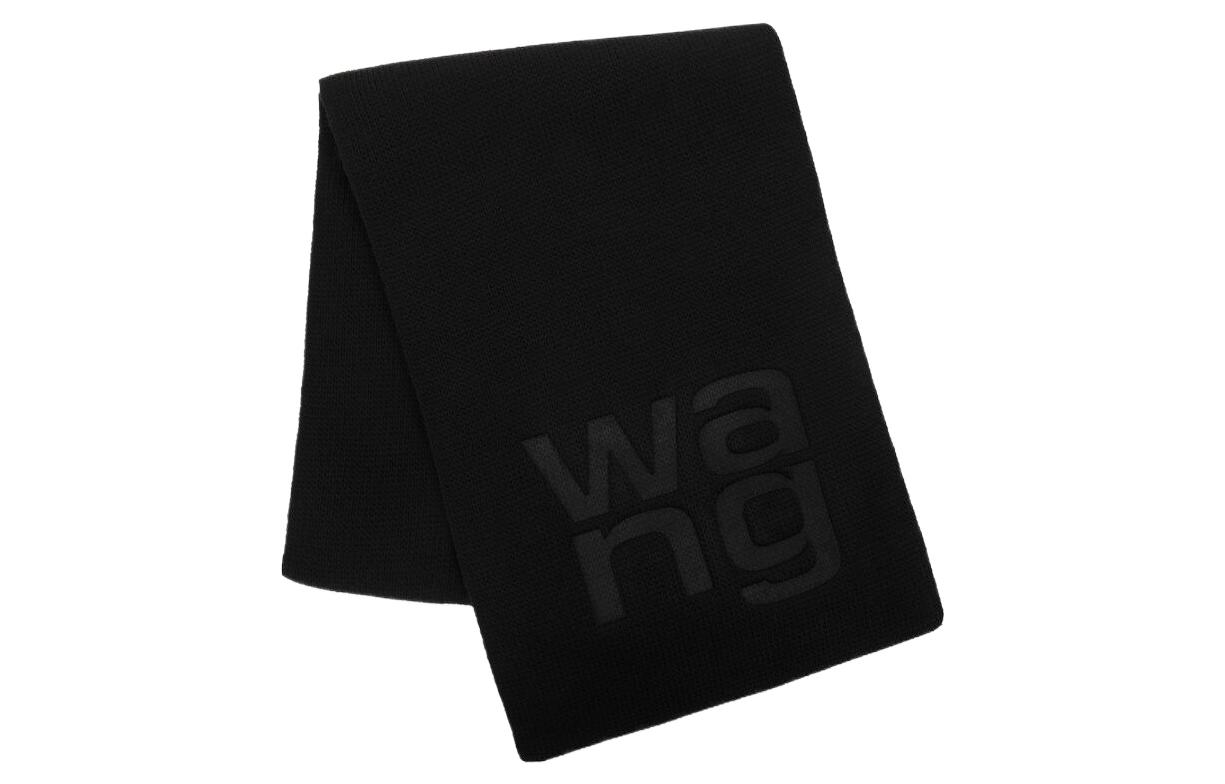 Lookbook Alexander Wang Compact Ribbed Logo Knit Scarf Unisex Couple Black. 4KC4239058001