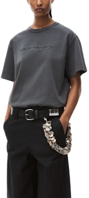 亚历山大王灰色压纹标志男女同款圆领T恤. UCC12416980-94A Purchase 亚历山大王灰色压纹标志男女同款圆领T恤. UCC12416980-94A