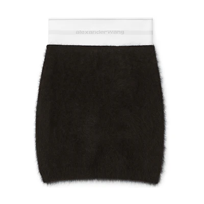 Alexander Wang FW21 Black Logo-Embellished Elastic Mini Skirt 1KC4215045-001