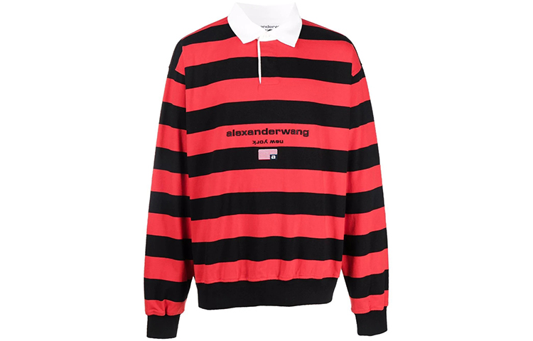 Alexander Wang FW21 Embroidered Logo Rugby Sweatshirt Unisex Red UCC3211418-624